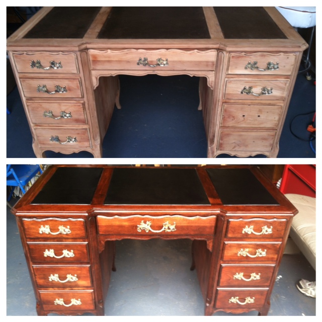 restored wood desk